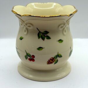 Lenox Williamsburg Boxwood & Pine Votive Candle Holder Gold Rim Vintage